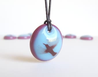 Hummingbird Necklace – Small Bird Necklace, Fused Glass Hummingbird Jewelry - Gift For Her