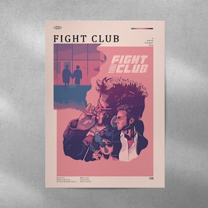 Fight Club Movie Poster, Fight Club Wall Decor, Fight Club Poster Print, Vintage Retro Art Print