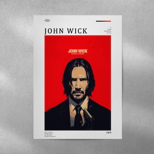 John Wick Movie Poster, John Wick Wall Decor, John Wick Poster Print, Vintage Retro Art Print