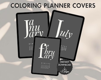 Pack de tableaux de bord esthétiques sombres | Calendrier minimaliste noir 2026 pour GoodNotes, couvertures d'agenda élégantes et inserts imprimables (PDF)