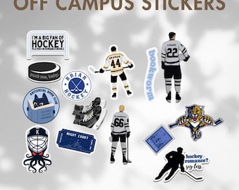 Lot d'autocollants hors campus | Cadeau littéraire sur le thème du hockey et des romances | Ensemble d'icônes de l'Université Briar | Produits dérivés Booktok