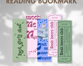 Lot de marque-pages à imprimer | Marque-pages esthétiques pour le défi de lecture des amoureux des livres | Téléchargement numérique