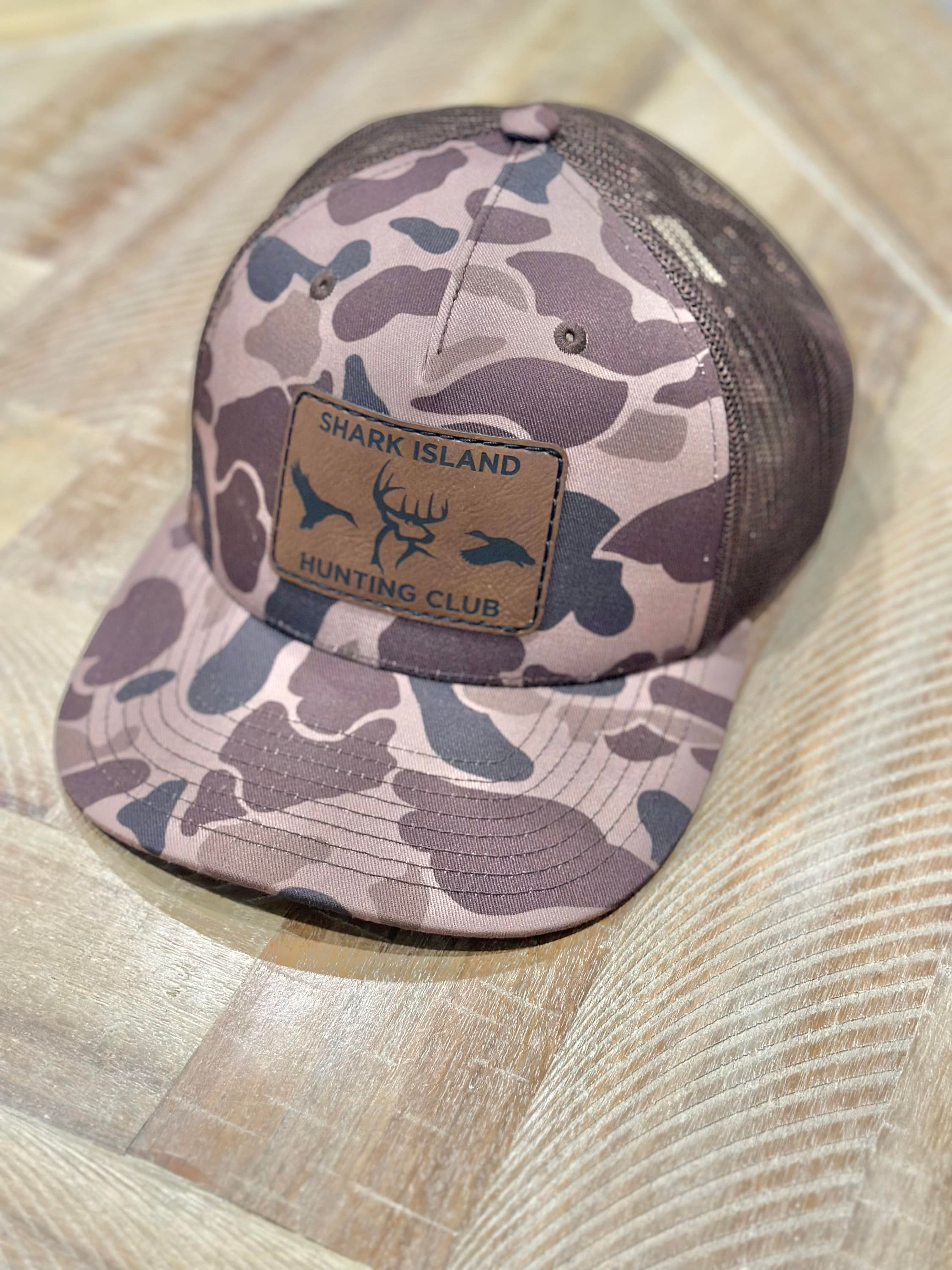 Customize Leather Patch on Richardson Trucker Hat | Custom Hunting Club Hat | Deer Hunting Hat | Camo Hunting Hat | Duck Hunting Hat