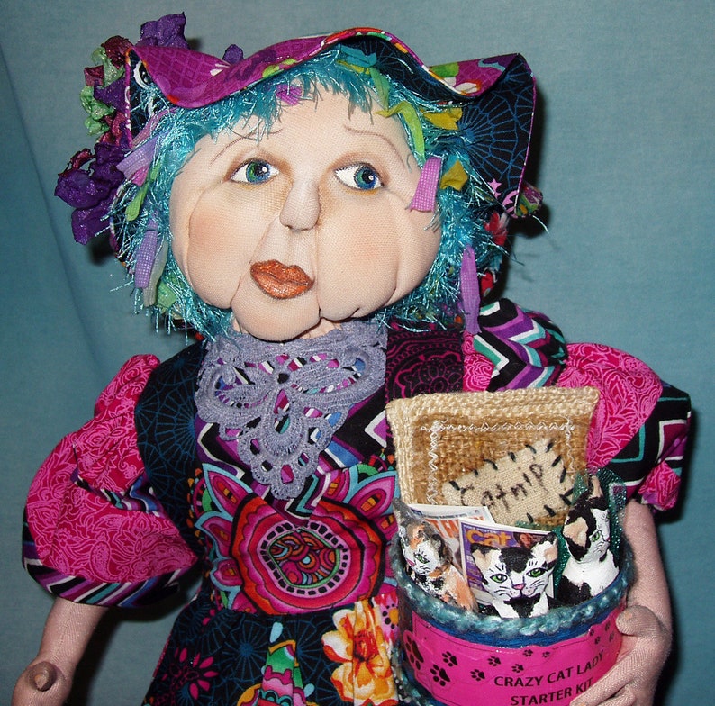 Crazy Cat Lady oaak cloth doll Etsy