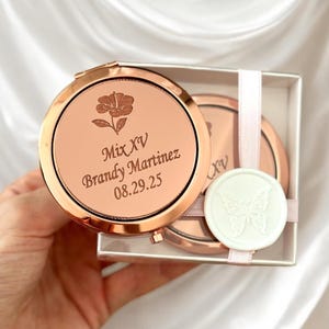 Miroir compact personnalisé Quinceañera, cadeau Mis XV Años, cadeau Sweet 16, cadeau Mis Coing, cadeaux Quinceañera, cadeaux Sweet 16