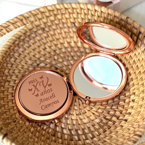 20Pcs Gold Quinceañera Favor, Sweet 16 Favor, Personalized Compact Mirror, Engraved Pocked Mirror, Mis Quince Años, Quinceañera Gift, Mis 15
