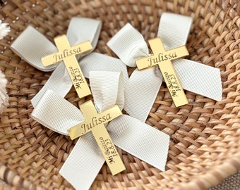 Custom Favor Tags, Gold Acrylic Mirror Tag, Baptism Favor Tags, Cross Baptism Tags, Christening Tags, Mirror Name Tag, Thank you Label