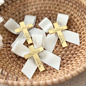 Custom Favor Tags, Gold Acrylic Mirror Tag, Baptism Favor Tags, Cross Baptism Tags, Christening Tags, Mirror Name Tag, Thank you Label image 1