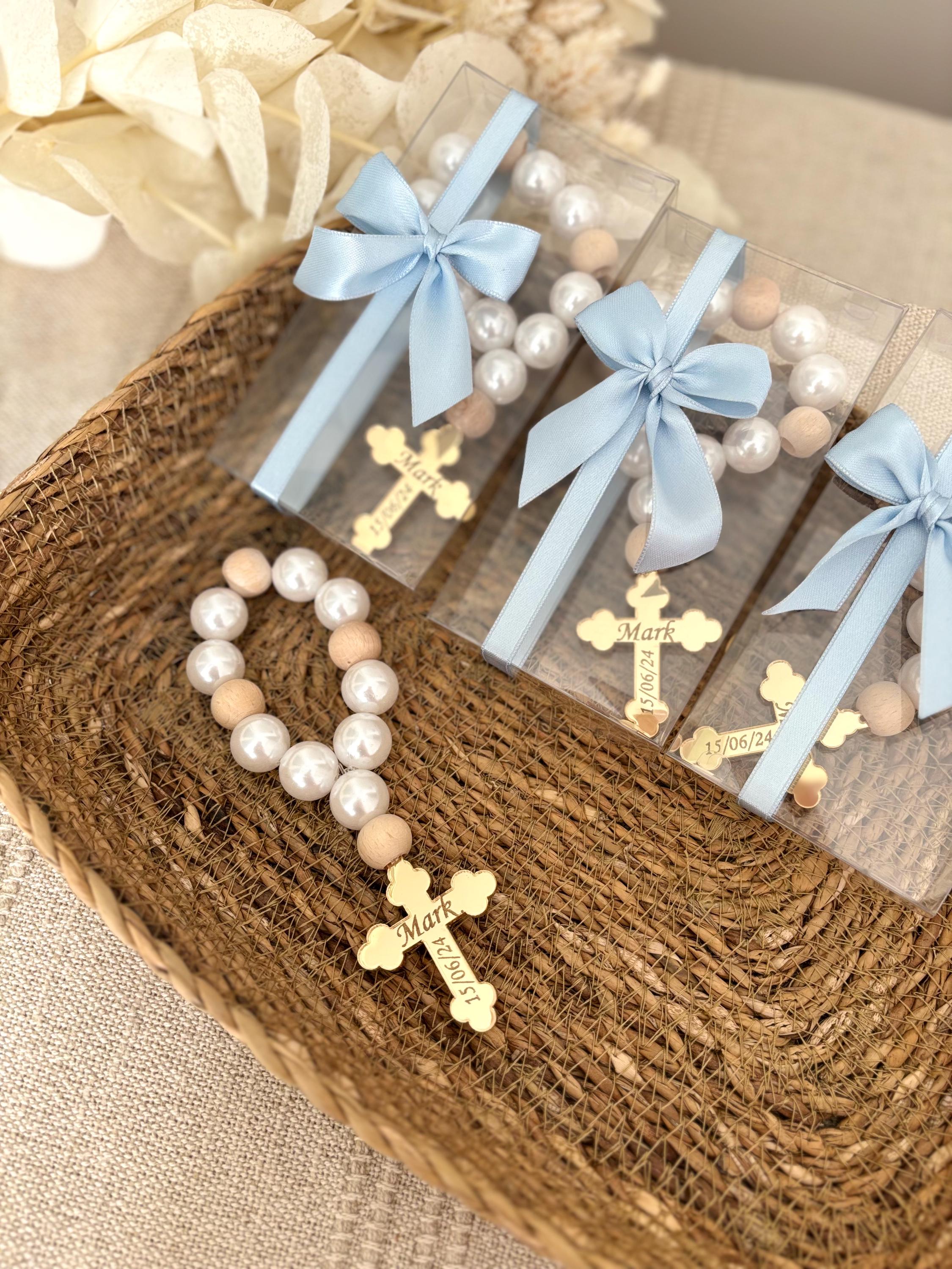 Personalized Baptism Rosary Favors, Baptism Favors for Boy and Girl, Mi Bautizo, Religious Gifts, Baptism Rosary Beads, Bautizo Recuerdos