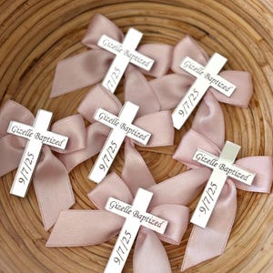 Baptism Favor Tag, Custom Baptism Name Tag, Lettering Name Logo, Cross Name Tag, Christening Favor Tag, Thank You Tag, Acrylic Mirror Tag