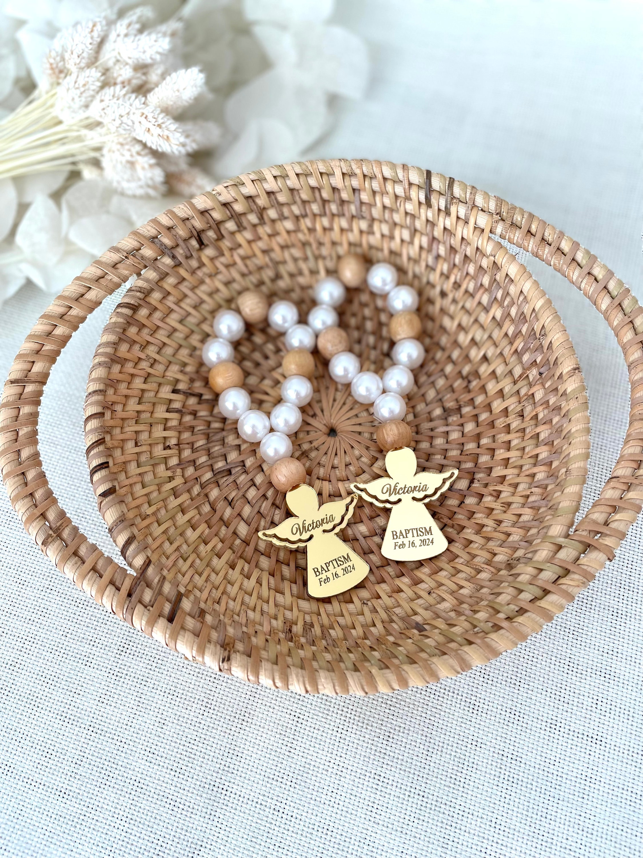 Personalized Baptism Rosary Favors, Baptism Favors for Boy and Girl, Mi Bautizo, Religious Gifts, Baptism Rosary Beads, Bautizo Recuerdos