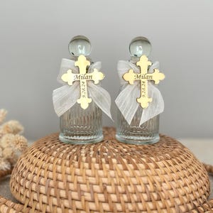 Glazen wijwaterfles leeg, gezegende fles wijwater, doop gunst voor meisje en jongen, heilige communie gunst, doopcadeau, religieus cadeau