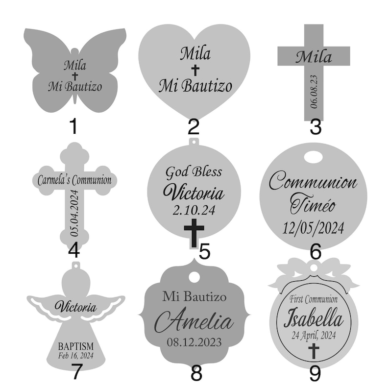 Custom Favor Tags, Gold Acrylic Mirror Tag, Baptism Favor Tags, Cross Baptism Tags, Christening Tags, Mirror Name Tag, Thank you Label image 8