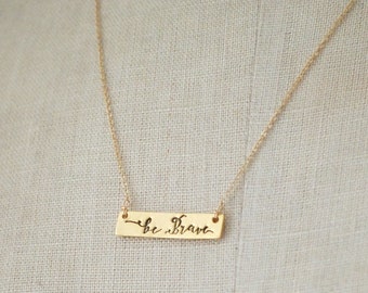 Be Brave with Reversible Arrow Mantra Necklace eco-friendly silver. Handcrafted by Chocolate and Steel