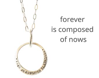 Emily Dickinson "Forever" Message Circle Necklace