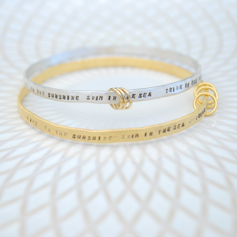 WILD AIR Bangle Quote Bracelet Ralph Waldo Emerson Live in the Etsy