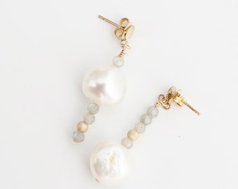 Stardust Pearl Asymmetrical Earrings