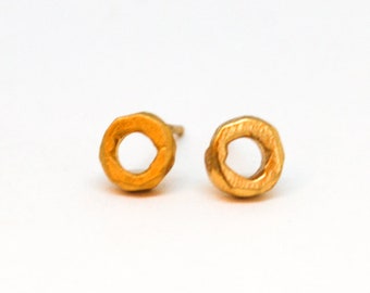 Sprocket Studs, sterling silver earrings, gold earrings, eco-friendly. Handcrafted by Chocolate and Steel