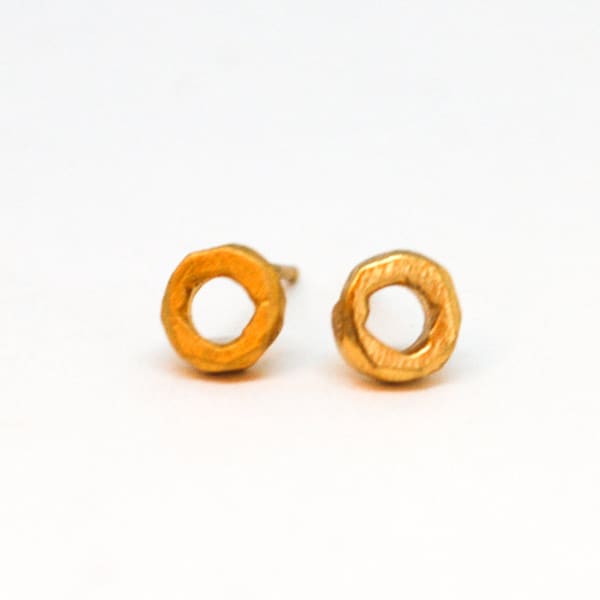 Sprocket Studs, sterling silver earrings, gold earrings, eco-friendly. Handcrafted by Chocolate and Steel