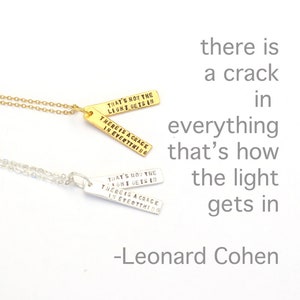 Leonard Cohen Quote Necklace | Quote Jewelry | Chocolate and Steel