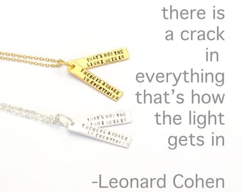 Leonard Cohen Quote Necklace | Quote Jewelry | Chocolate and Steel