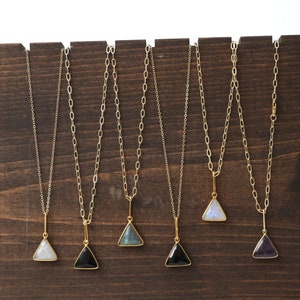 Fractal Gemstone Triangle Necklace - Chocolate and Steel