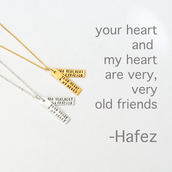 Friendship Love Quote - HAFEZ - handgemachtes Sterling Silber und 14kt Gold Vermeil Halskette von Chocolate and Steel