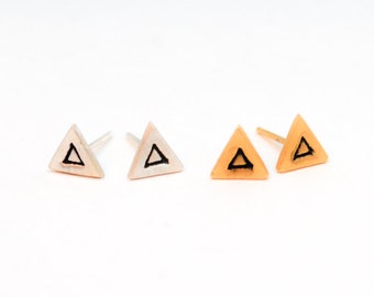 LIGHT TRIANGLE STUD earrings -  sterling silver posts handmade and illustrated by Chocolate and Steel