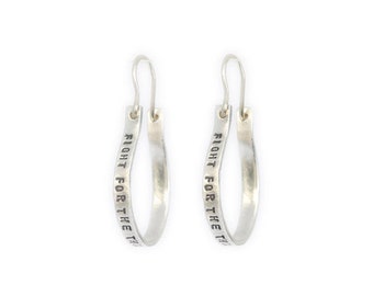 Ruth Bader Ginsburg hook earrings, "Fight for the things you care about"