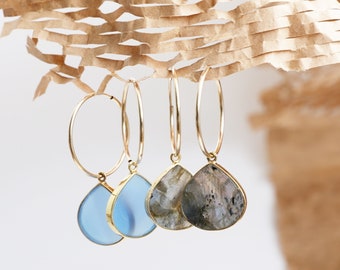 Soteria Teardrop Gemstone Hoops