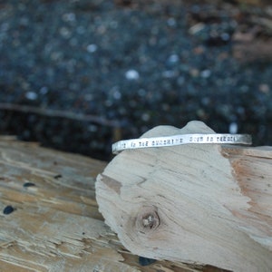 WILD AIR bangle Quote Bracelet Ralph Waldo Emerson Live in the Sunshine Swim the Sea Eco Friendly Bangle Chocolate and Steel image 9