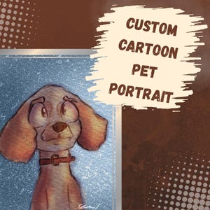 Custom Cartoon Pet Portrait, Personalized Digital Pet Drawing from Photo, Cute Animal Illustration for Dog, Cat, or Any Pet
