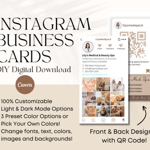 Modèle de carte de visite Instagram pour Canva - carte de visite IG personnalisable bricolage modèle Canva - carte de visite Canva - téléchargement numérique