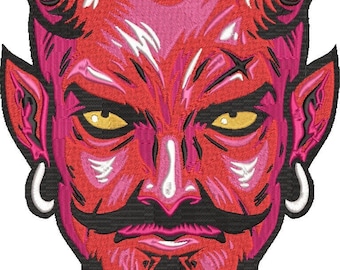 El Diablo Embroidery Design File, Machine Embroidery, Devil Head Embroidery, Demon Head Embroidery, Horror Scary Halloween, Digital Download
