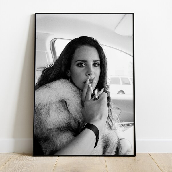 Lana Del Rey Poster, Schwarzweiß Fotografie, Vintage Druck, Wohnzimmer Dekor, Fine Art, Elegante Wandkunst, Musik Fotokunst, Retro