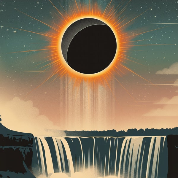 2024 Große amerikanische Sonnenfinsternis - Niagarafälle (Poster SVG & Design PNG) Digitaler Download
