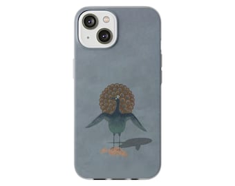 Phone Case Peacock Unique Design Matte Blue