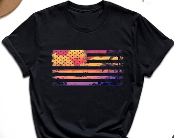 Patriotic Beach Shirt, 4th Of July Shirt, American Flag Shirt, Summer Vibes Shirt, Beach USA Shirt, Independence Day Shirt, Holiday Flag Tee