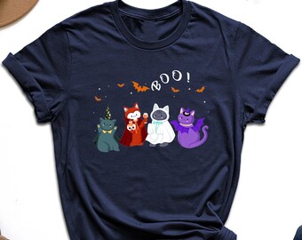 Halloween Cat Shirt, Cat Ghost Shirt, Spooky Season Shirt, Cat Boo Shirt, Gift For Cat Lover, Cat Mom Halloween Shirt, Halloween Party Shirt