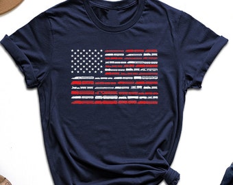 American Flag Train Shirt, Patriotic Train Shirt, Train Lover Shirt, Railroad USA Flag Tshirt, Locomotive Lover Shirt, Railroad Train Tshirt