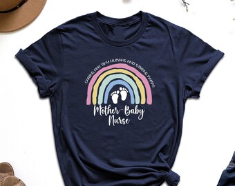 Camiseta de enfermera para madre y bebé, camiseta de "Cuidando a pequeños humanos y mamás fuertes", camiseta de enfermera posparto, camiseta de enfermera de maternidad, camiseta de guardería para recién nacidos