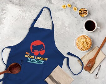 Mr. good lookin is cookin apron, bbq apron, grilling apron, gift for dad, fathers day gift, gift for father, father apron, apron for man,dad