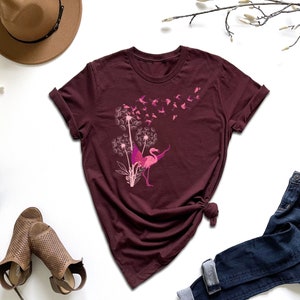 Dandelion Flamingo Shirt, Animal Lover Gift, Exotic Shirt, Flamingo Lover Shirt, Tropical Bird Shirt, Flamingo Mom Tee, Dandelion Shirt, Mom