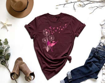 Dandelion Flamingo Shirt, Animal Lover Gift, Exotic Shirt, Flamingo Lover Shirt, Tropical Bird Shirt, Flamingo Mom Tee, Dandelion Shirt, Mom