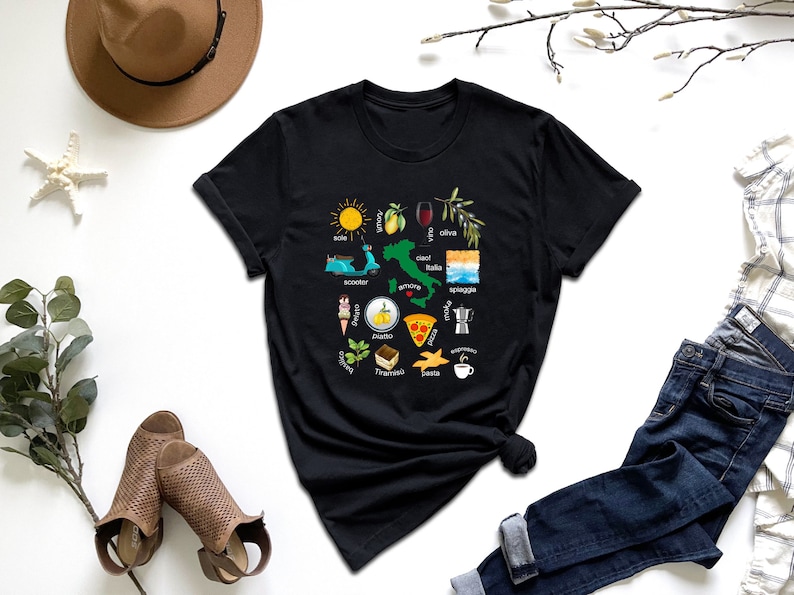 a t - shirt with a picture of different things on it