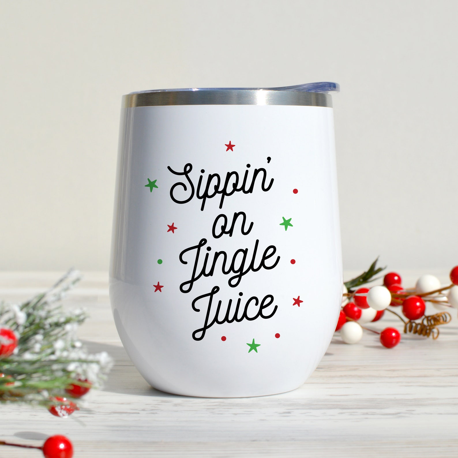 sippin on jingle juice stemless wine tumbler