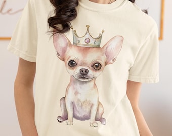 Chihuahua Shirt Comfort Colors Tee – Watercolor Crown Puppy