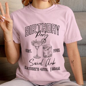 T-shirt/débardeur/débardeur couleur Comfort personnalisés | 40e anniversaire |  T-shirt d&#39;anniversaire personnalisé | Conception de cocktails pour les clubs sociaux