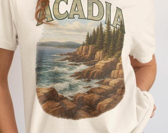 Acadia National Park Shirt Vintage Maine Mountain Landscape Graphic Tee Retro Nature Travel Hiking Comfort Colors