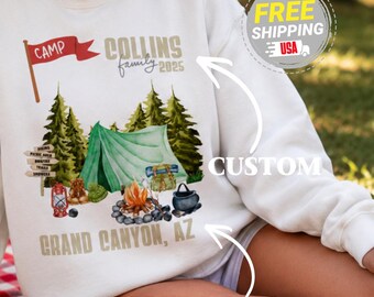 Chemise de camping familiale personnalisée | Tenue de fête personnalisée